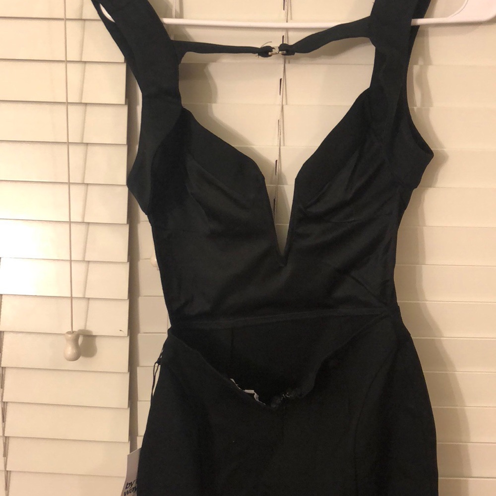 revolve black mini dress w no back